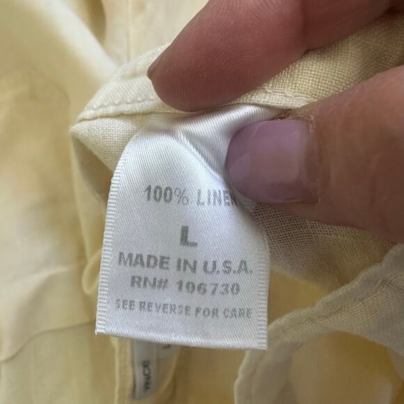 Vince Light Parchment Yellow Cream Sheer Linen Mid Rise Trousers sz L small flaw - Picture 6 of 7